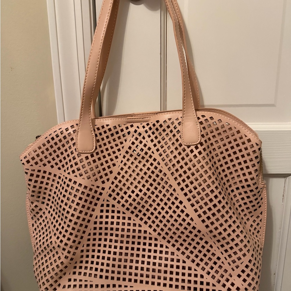 Anthropologie Blush Pink Geometric Tote